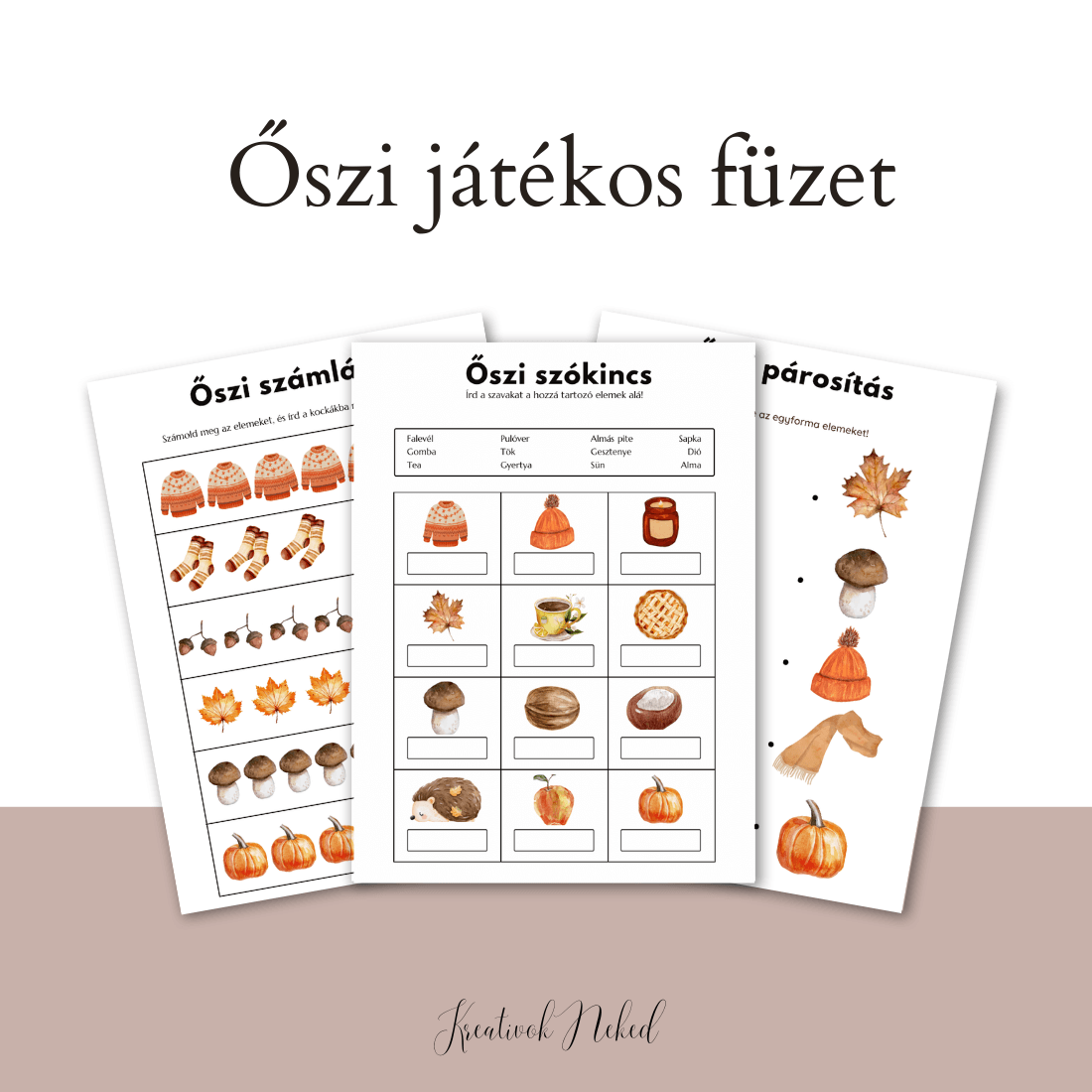 Őszi játékos fejlesztő füzet gyerekeknek